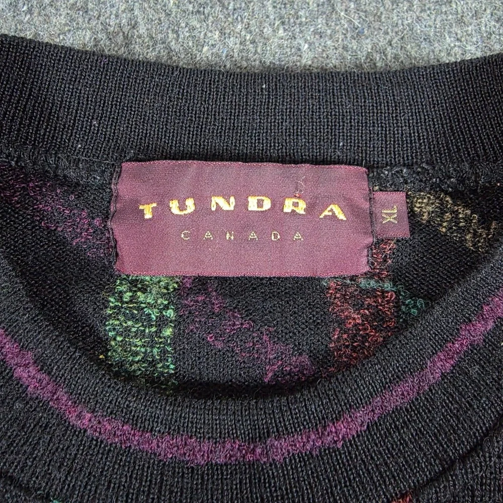 RARE VTG Tundra Canada 3D Knit Sweater Mens XL Geometric Abstract Cosby Colorful